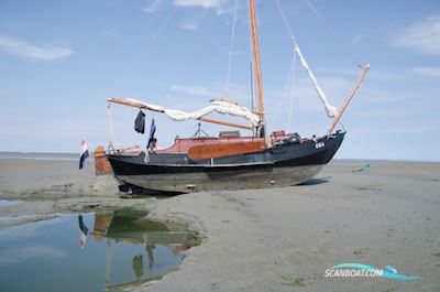 Platbodem Melkschouw Zeilboten 1934, met Solè motor, The Netherlands