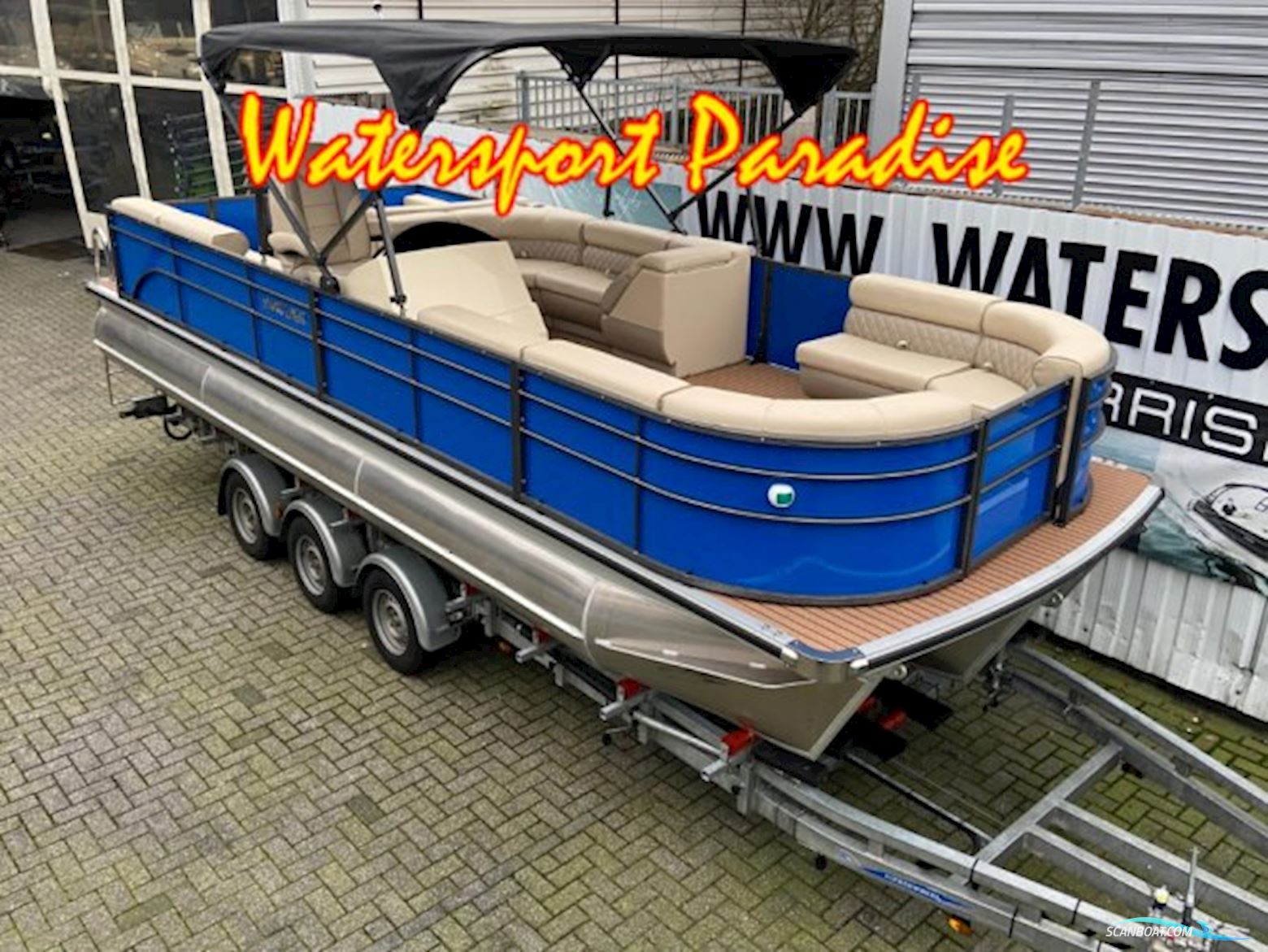 Pontoonboot 25FT 3-Tubes Blue Motorbåd 2022, med Mercury motor, Holland